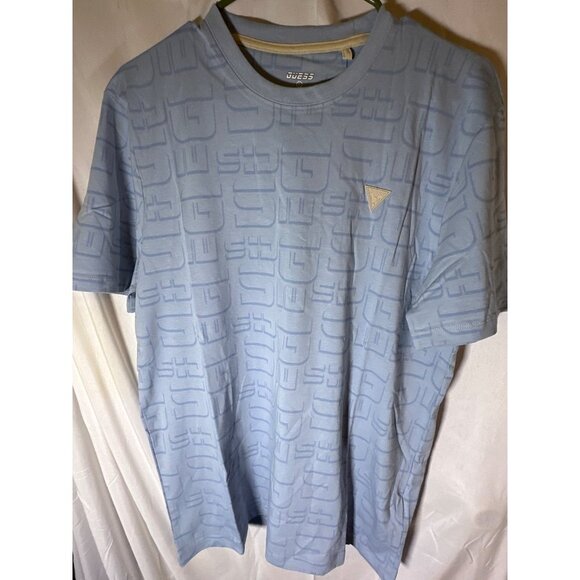 Guess Nimbus Mens Crew Neck Short Sleeve Brand Logo T-Shirt, Blue, Size L, NWT - Picture 2 of 6